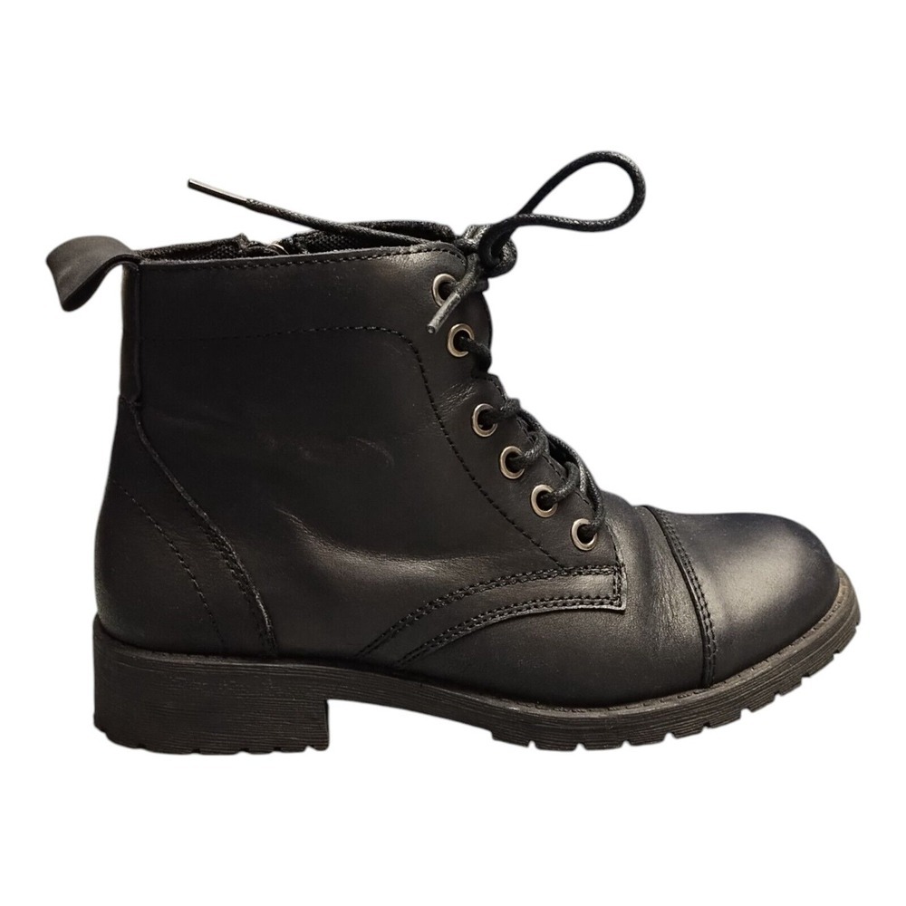 Vepose New York Ankle Boots Womens Size 6 Black Leather Rubber Sole‎ Side Zipper